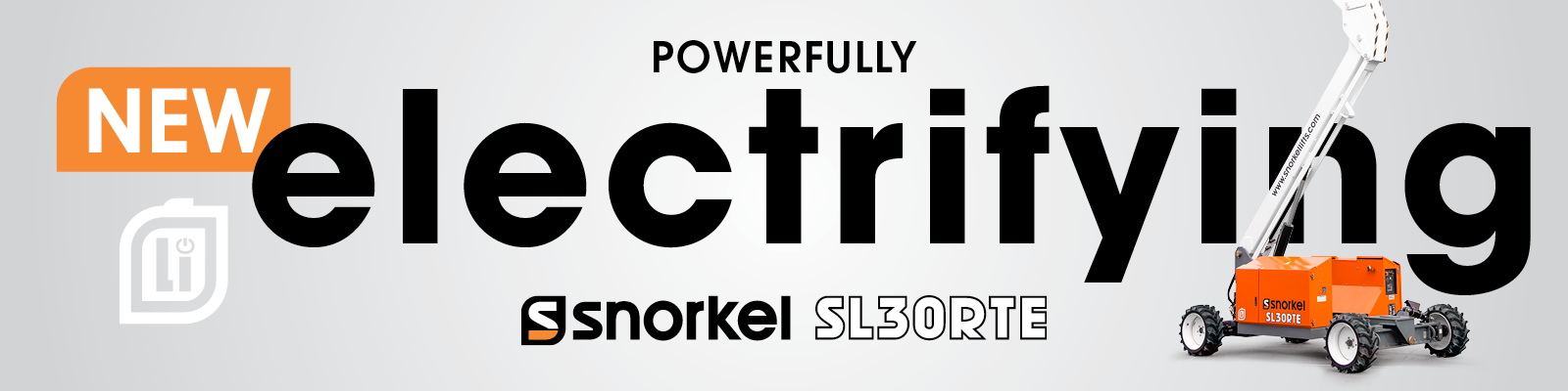 Powerfully Electrifying Snorkel SL30RTE lithium ion powered speed level Powerfully Electrifying Snorkel SL30RTE lithium ion powered speed level